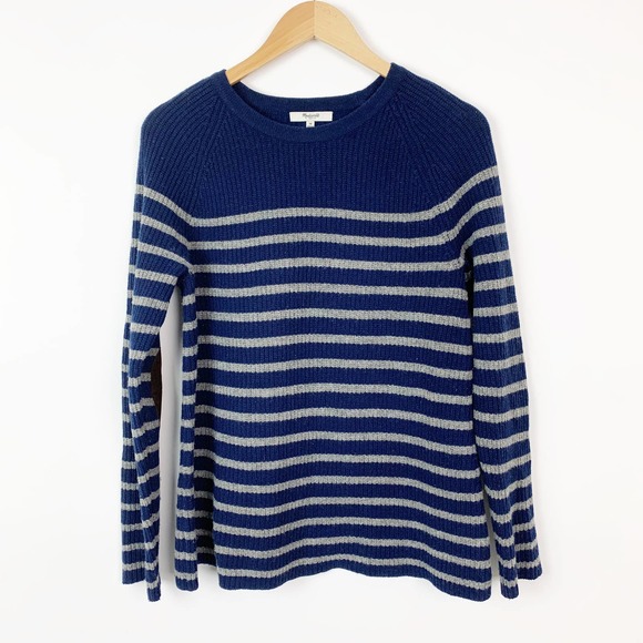 Madewell Elbow Patch Stadium Stripe Sweater Medium - Picture 2 of 7